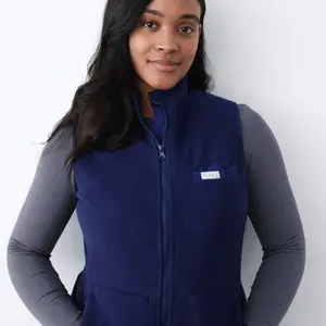 ASPEN FLEECE Women's Navy Blue Full-Zip Fleece Vest with Front Pockets and Zipper Closure