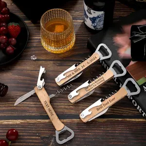 Personalized Beech Wood Multifunction Wine Bottle Opener