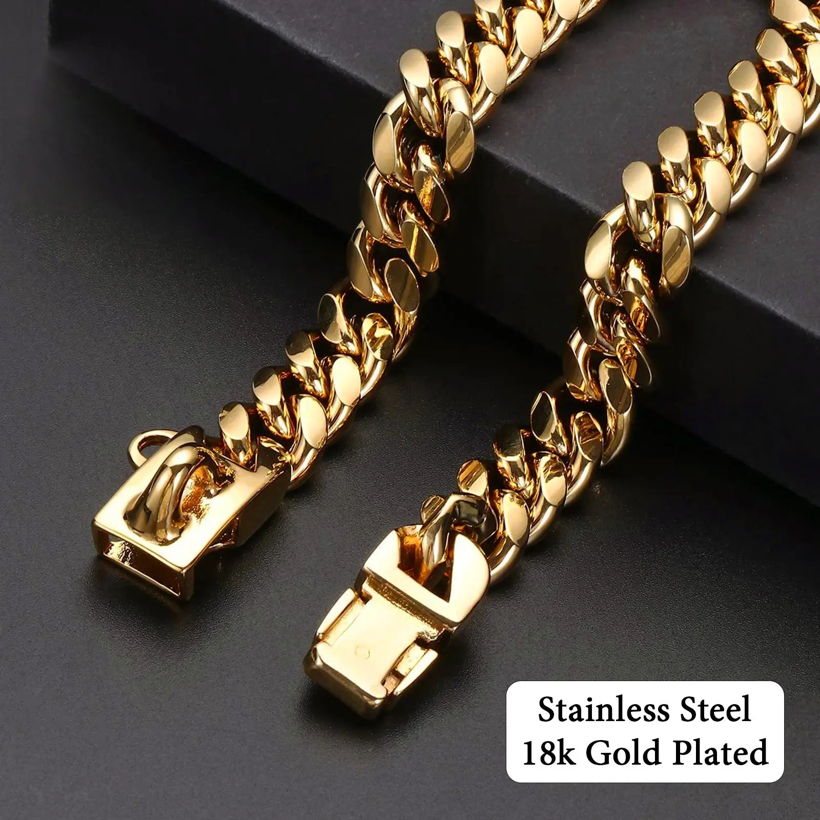 Solid Color Secure Buckle Design Dog Chain, Creative Cuban Metal Collar, Pet Cuban Jewelry Collar For Dogs