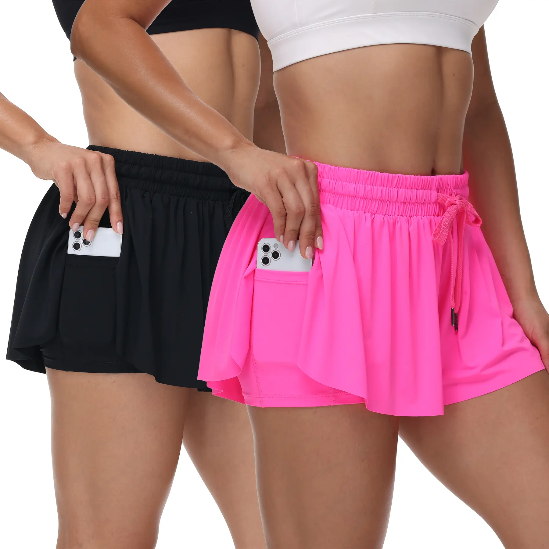 Nvbeaut Women's 2-Piece High Waist Butterfly Athletic Shorts, Spandex Sporty Sports Shorts, Flowy Bottoms for Gym, Yoga, Summer Casual Lounge Wear,summerwins