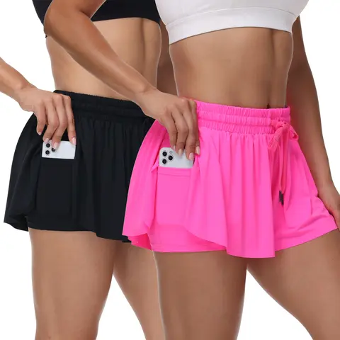 Nvbeaut Women's 2-Piece High Waist Butterfly Cropped Spandex Sports Shorts, High Elasticity Gym Aesthetic Active Bottoms for Yoga, Running, Summer Casual Lounge