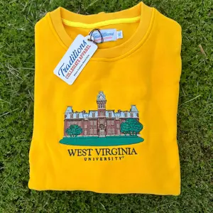 West Virginia University Crewneck - Gold, Embroidered Sweatshirt