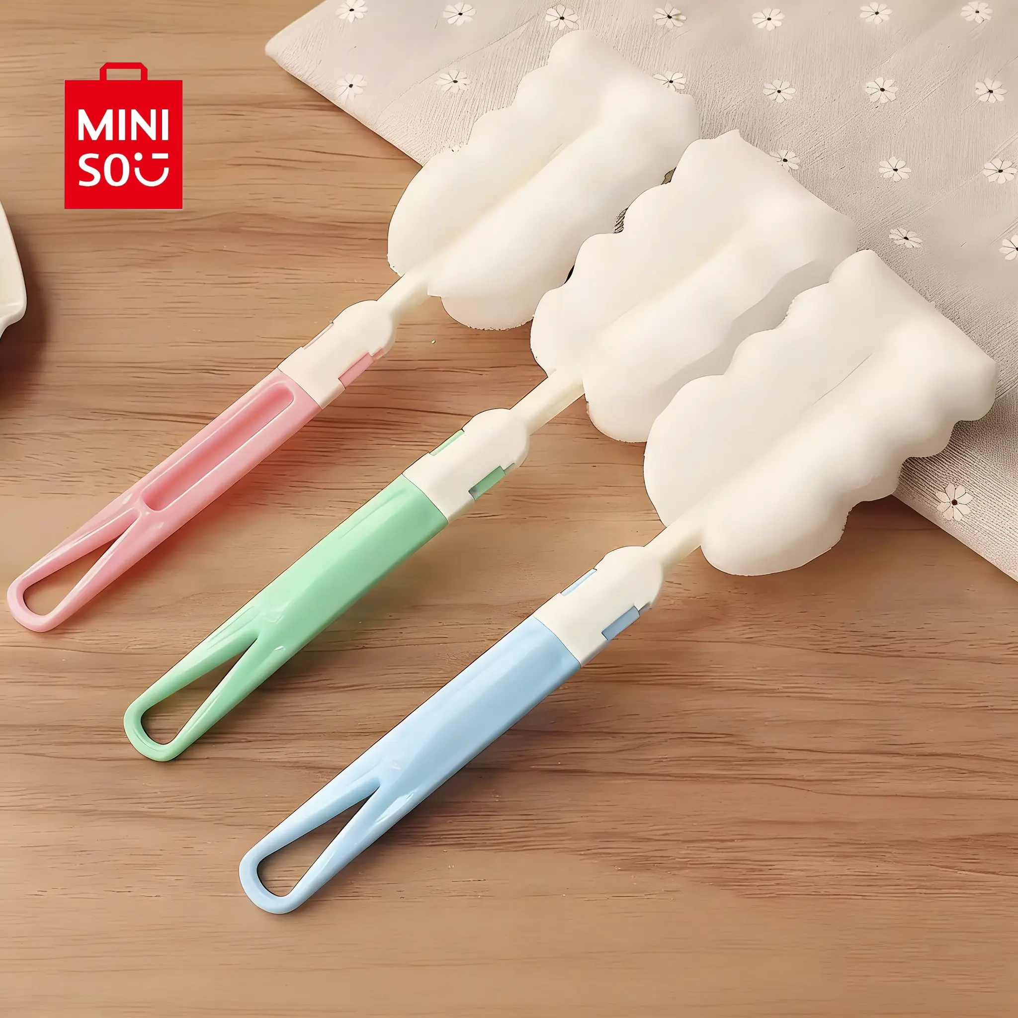 MINISO Sponge Bottle & Cup Brush Long Handle Insulated Mug Cleaner Multi-Purpose Household Kitchen Cleaning Tool,Soft Bristle Non-Scratch,Detachable Sponge Head,Holiday & Holiday Haul#Summervibes