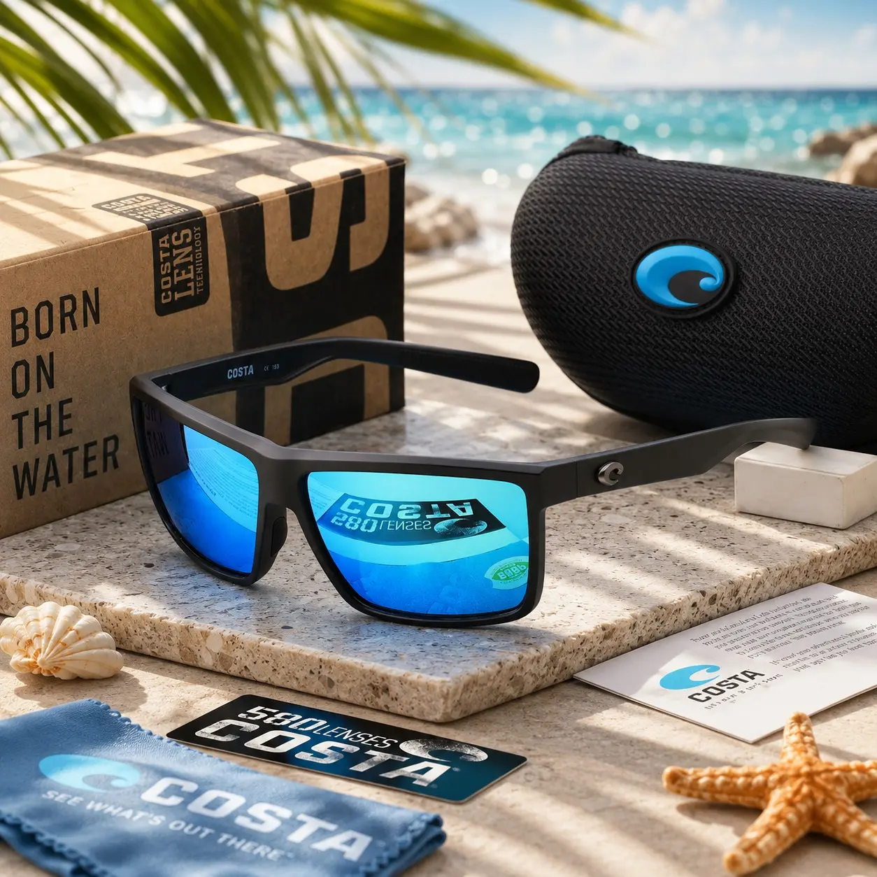 Costa Del Mar Fantail 580P UV400 Polarized Sunglasses, Matte Black Sports Frame, Outdoor Eyewear for Fishing, Running, Hiking & Boating