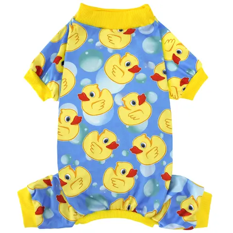 XPUDAC Bubble Duckies Print Soft Warm Pet Pajama - Universal Fit Fabric Clothing for Hairless Dogs & Cats, Stylish Summervibes Animal Costume with Warmth for Indoor/Outdoor Use,Festive Christmas Halloween Gift