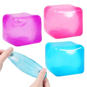 Stress Cube Squishy Stress Balls for Kids Ice Cubes Squishy for Adults Fidget Toy for Your Best Mellow and Chill Square Shape with Filling in Pink Purple Blue for All Age