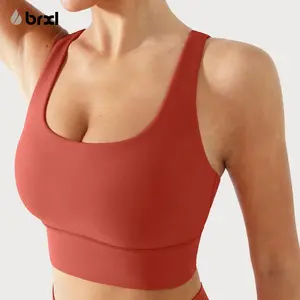 BRXL【Discount for live】Women's Camisole Sports Bra Fitness Exercise Padded Yoga Top Cross Over Shoulder Strap Workout Clothes Activewear