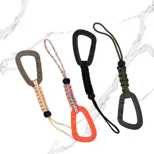 Paracord Hand Woven Hook Carabiner Water Bottle Lanyard Backpack EDC Quick Clip Outdoor Camping Accessory