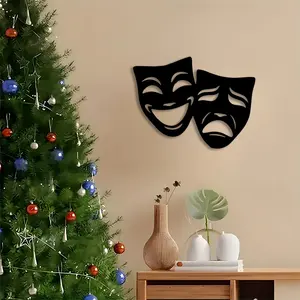 1pc Vintage Comedy Mask Metal Wall Art, Vintage Comedy Mask Statue Mural, Perfect for Indoor/Outdoor, Home, Office Decor, Halloween Decor, Ideal Gift for Art Lovers garden、christmas gifts