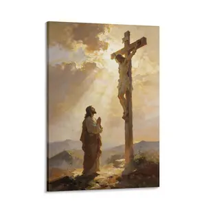 Jesus Christ Wall Art - The Sacrifice Crucifixion Canvas Print - Christian Home Decor Religious Painting for Living Room, Bedroom - Spiritual Faith Gift