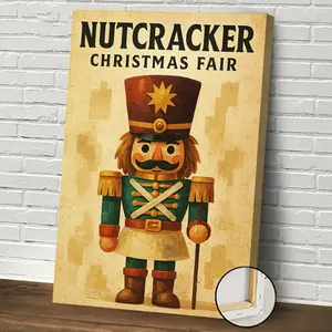 1pc,[Nutcracker Christmas Fair]Theme Canvas Art (With Frame) - [Nutcracker] Hanging Poster - Suitable for Living Room Wall Art| Canvas Art for Bedroom| Office Wall Decoration| Multi-scenario indoor home decoration, festive wall art, high-definition art pr
