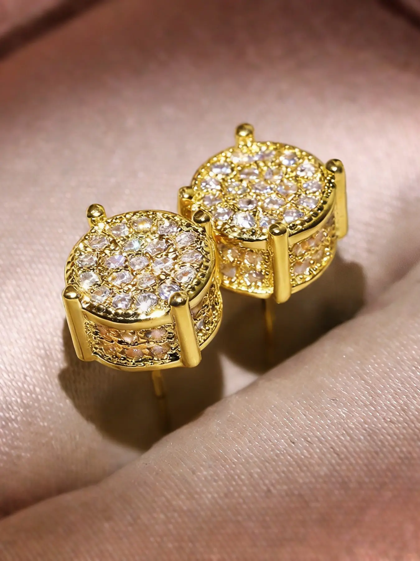 Round Artificial Zircon Decor Stud Earrings, 1/4 Pairs Earrings, Fashion Jewelry, Trendy All-match & Exquisite Jewelry, CZ Dainty Earrings