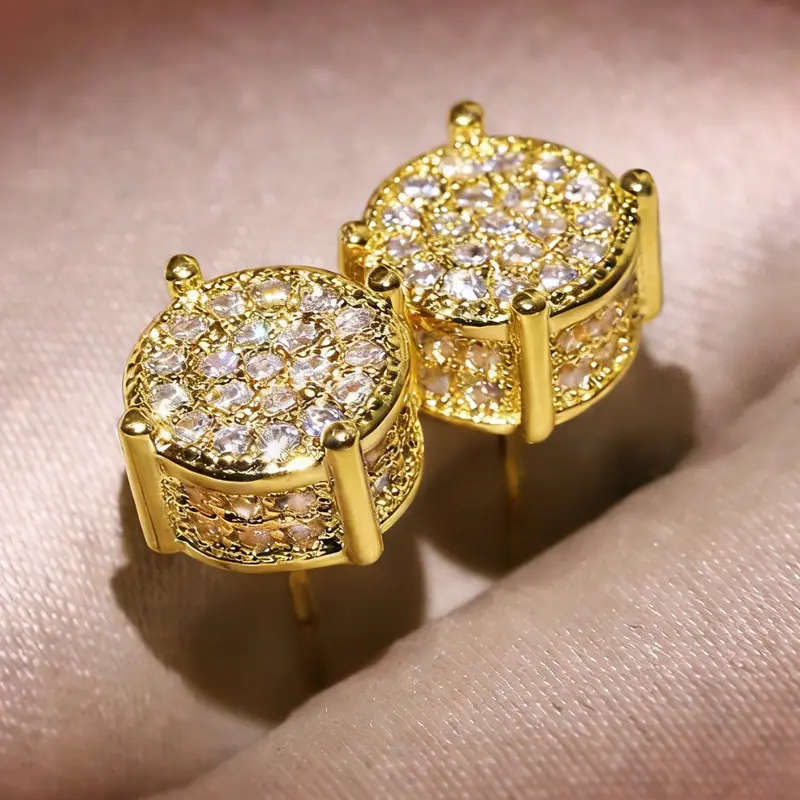 Round Artificial Zircon Decor Stud Earrings, 1/4 Pairs Earrings, Fashion Jewelry, Trendy All-match & Exquisite Jewelry