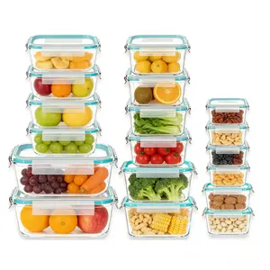 Airtight Lids Glass Meal Prep Containers 18 Pack,Durable Food Storage for Office Lunch,BPA Free All Kitchen Appliance Safe