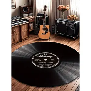 Vintage Record Carpet - Lightweight, Durable, Non-Slip, Machine Washable - Suitable For Living Room, Bedroom, Bathroom And Office Decor - Perfect Fashionable Home Accent For Valentine's Day, Spring, Summer - Ideal Gift For Music Lovers