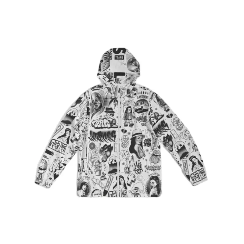 TEARS Collective Flash Windbreaker White - Hooded Sweatshirt with Unique Graphic Print, Casual Style, Ideal for Layering