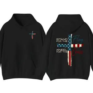 Stand For The Flag Kneel For The Cross Hoodie or T-shirt, 2 sided Graphic Hoodie for Men and Women, Christian Apparel
