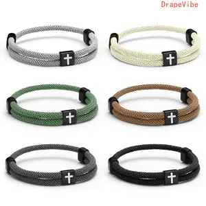 Adjustable Braided Cross Knot Bracelet Minimalist Stylish Durable Daily Wear Accessory For Men