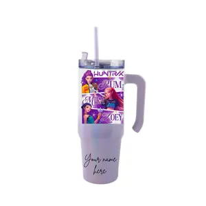 Kpop Customized 30oz Tumbler with Personalized Name Design Featuring Hunxah Rim Mira & Zoey Characters. Included a straw and cleaning brush
