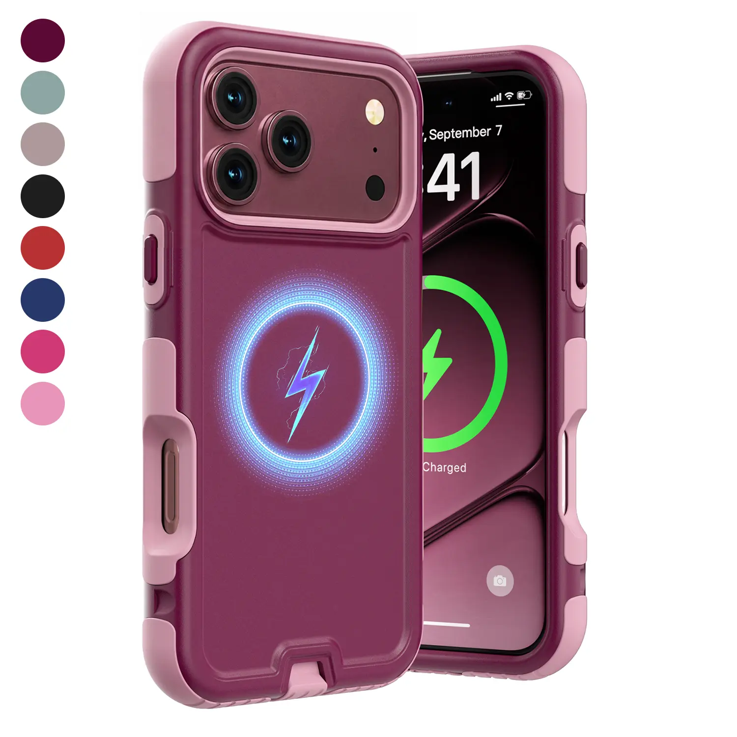 Dual-Layer Durable Phone Case for iPhone 17 Pro Max, 16, 15, 14, 13 - Magnetic Wireless Charging Compatible, Heavy-Duty Shockproof Anti-Drop Automatic Phone Accessories