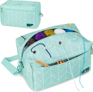 Yarn Bag Knitting Crochet Bag Organizer, Yarn Bags For Crocheting On The Go, Yarn Storage Project Bag for Crochet Knitting Accessories, Gifts For Crocheter Knitter, Teal