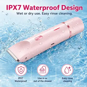 2-in-1 Dual Head Bikini Hair Trimmer & Electric Shaver For Women, Waterproof Wet/Dry Use With Detachable Heads – Painless Grooming(Pink)