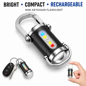 Mini LED Keychain Flashlight - High Lumens COB Work Light with SOS Strobe, USB-C Rechargeable Portable Torch for Outdoor & Daily Use, Pocket-Sized Tool for Boyfriend Gift Basket & Father’s Day
