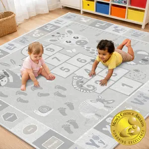 QUOKKA Baby Mat for Floor Play for Babies 6-12 Months – Super Soft Baby Floor Play Mat for Toddlers 1-3 – Extra Thick Crawling Plush Rug for Nursery – Padded Foldable Activity Infant Playroom Carpet