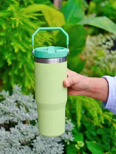 Limited Edition X LOVESHACKFANCY 30 OZ H2.0 Tumblerwith Handle, Double Walled Vacuum Insulated Stainless Steel Water Bottle for Outdoor Camping Mug Cup Drinkware Portable Lid Reusable Washable