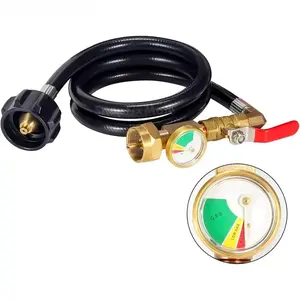 36 Inch Propane Gas Tank Adapter Connector, High Pressure Camping Grill, Refill Adapter Hose with Pressure Gauge, Propane Gas Tank Adapter Connector with On-off Control Valve, Outdoor Camping Kitchenware, Christmas Gift, TikTokShopBlackFriday