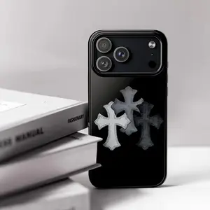 Chrome Hearts Cross Cover Luxury Chrome Heart Touch Phone Case for iPhone