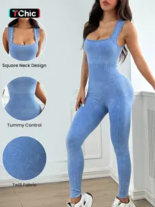 Women's Sandblasted Sports Tank Onesie, Tummy Control Jumpsuit, Comfortible Breathable Sleeveless, Tight Fit, Ideal for Yoga Gym Exercise, All Season Wear