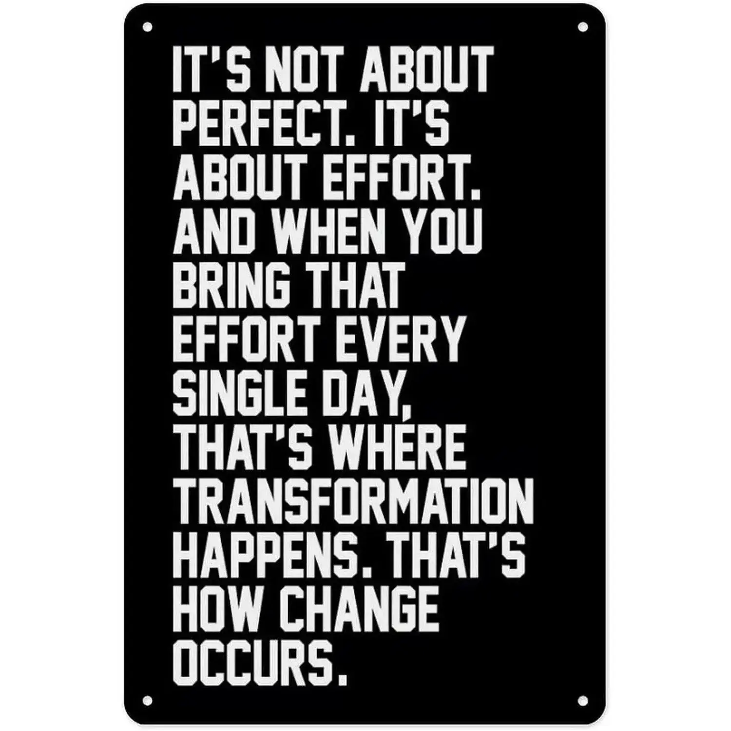 Inspirational Aluminum Wall Plaque - 8x12in Lightweight, Durable, Fade-Resistant, Corrosion-Resistant Metal Sign with "It's Not Perfection That Matters, It's Hard Work" Quote, Wall Plaque for Daily Focus, Indoor Home Decor, Gym Motivation Decor