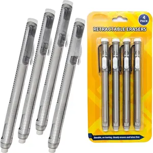 4 Pack of Retractable Mechanical Pen Erasers - Latex-Free, White Vinyl, & Precision Erasing