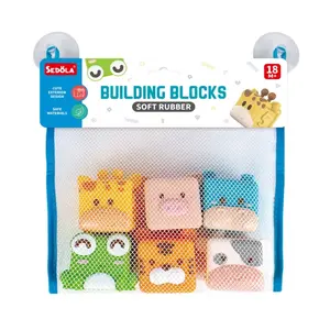 Soft Gel Building Blocks Stack Game, Build Tower with Pig Cow Frog Lion Hippo Giraffe, Soft Texture, Teething Relief, Reusable