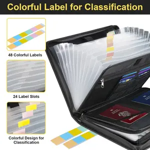 Fireproof Document Bag - Accordion-style Document Storage Box, made of waterproof fiberglass material, with secure zipper closure, a multi-pocket safe storage box for valuables