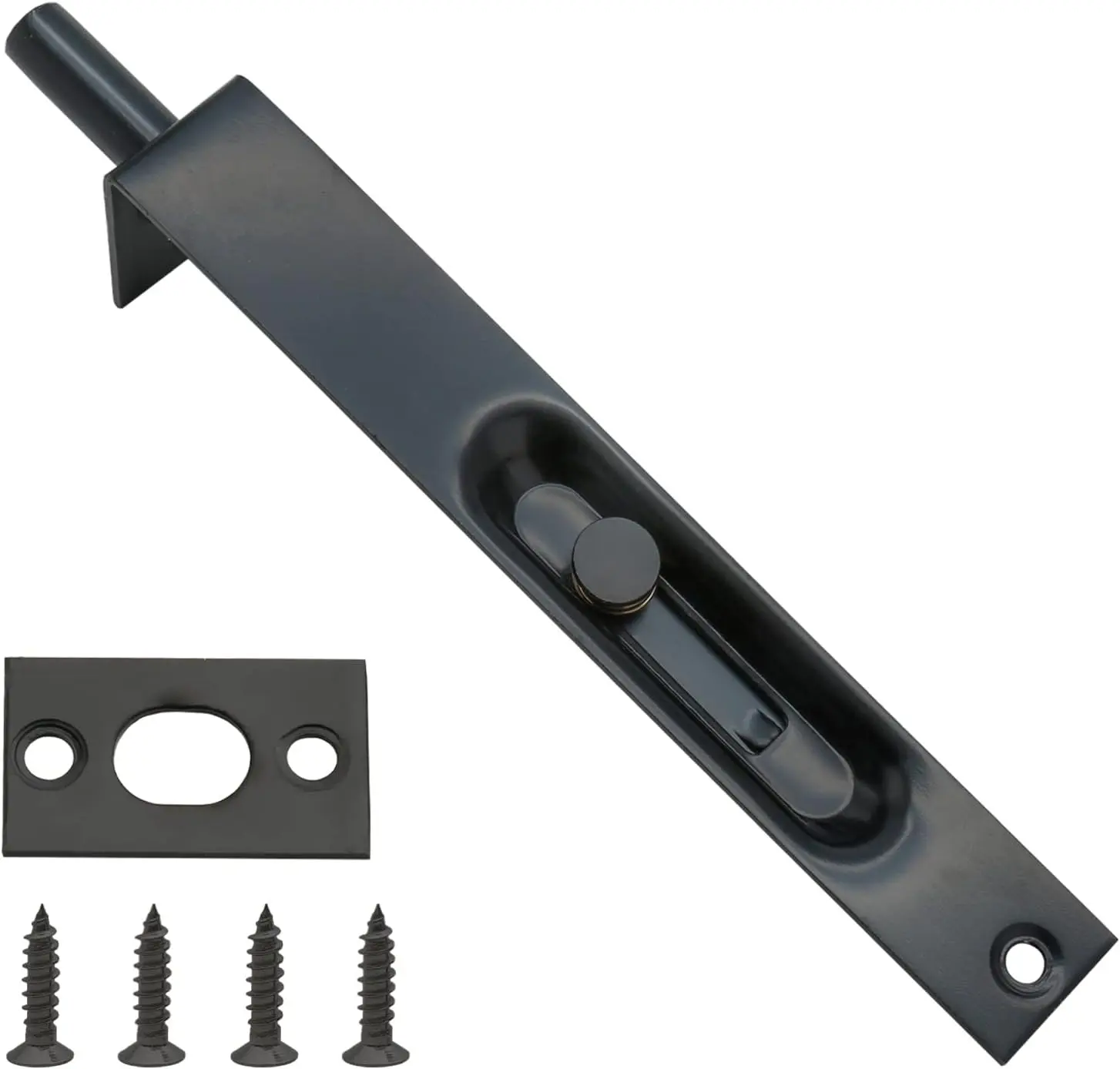 Stainless Steel Door Flush Bolt Latch 6 Inch L Type Lever Action Flush Slide Lock Bolt Black