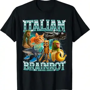 Italian Brainrot Viral Italian Brainrot Meme Boys T-Shirt Funny Graphic Tees Cotton Graphic Tee Casual Fabric