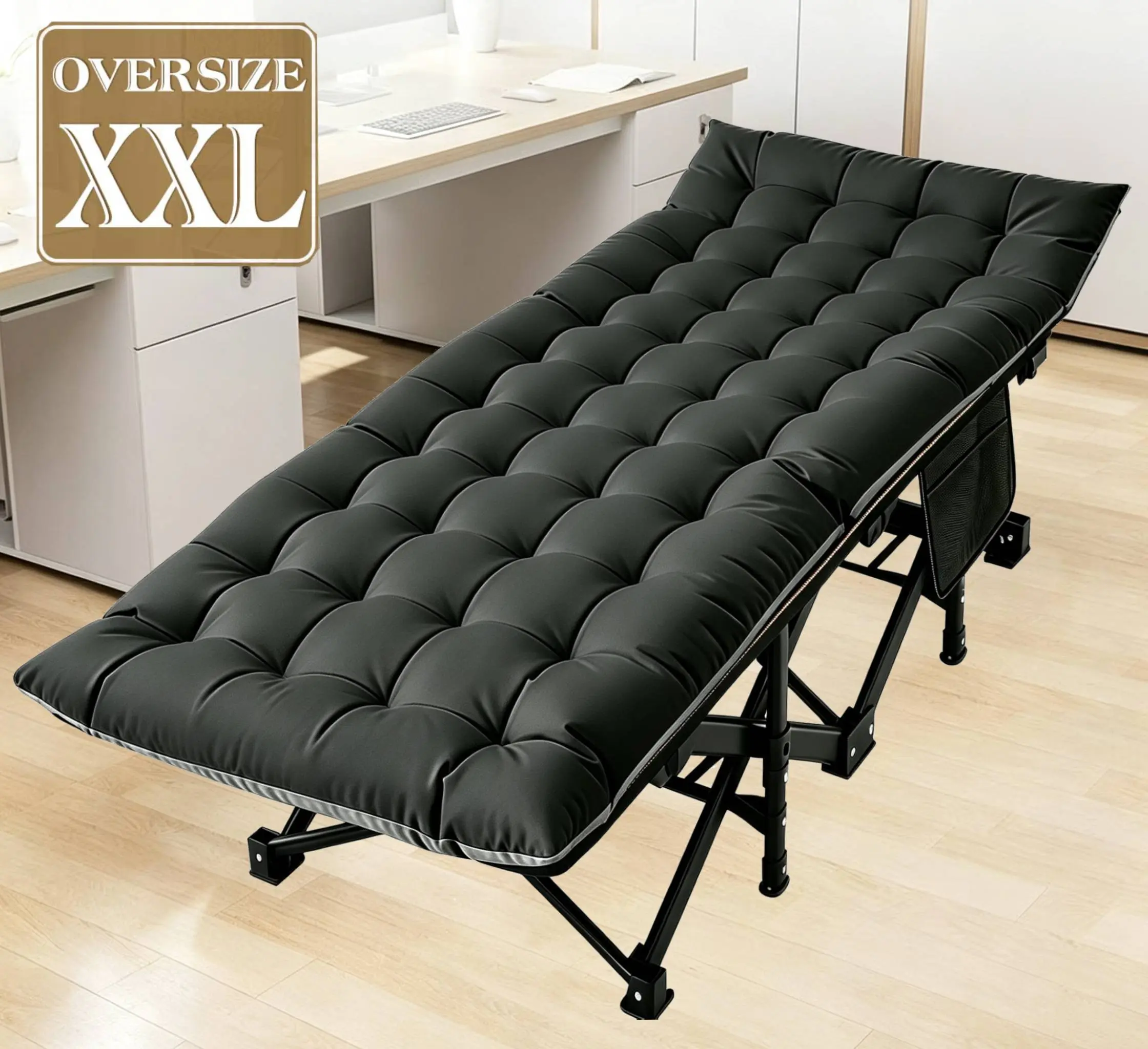DoCred Oversized XXL Folding Cot for Adults with Comfort Mattress, Sturdy Steel Bed frame & Carry Bag, Portable 900LBS Heavy Duty Sleeping Camping Cot, Folding Bed for Outdoor Travel, Beach, Hiking, Guests, Quick Office Naps, campingessentials