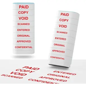 8-in-1 Office  - Self-Inking Office  Set for Paid, Copy, Void, Scanned, Entered, , Approved, and Confidential  for Office Message Supplies - Red Ink (Office )