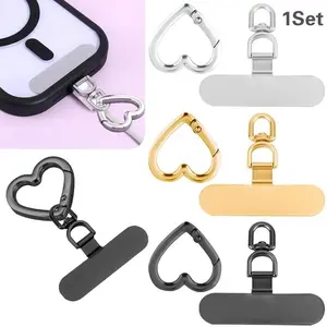 Stainless Steel Phone Lanyard Connector, Phone Chain, Heart Shaped Non-Stick Metal Strap, 360° Rotating Ultra-Thin Patch, Universal Phone Accessory, Smartphone Accessories, Aesthetic, Durable