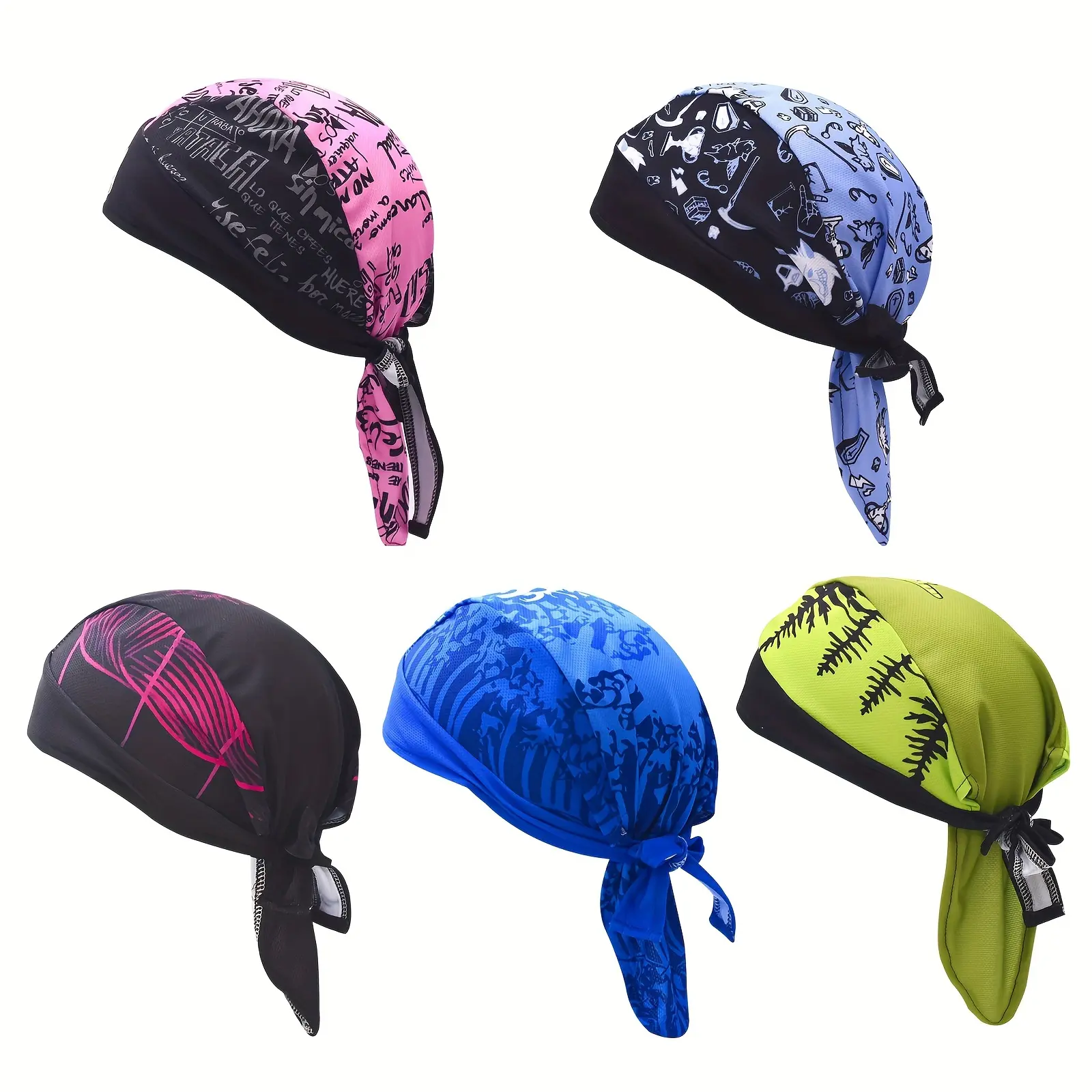 Cycling Headband Pirate Bandana for Men Women, Sweat Wicking Quick Dry Bike Head Scarf, Breathable Cooling Sports Hair Wrap for Running Riding Motorcycle Hiking Outdoor Activities, Lightweight Workout Gear Summer Accessories