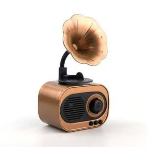 2026 Retro Speaker B5 Trumpet Flower Bluetooth Speaker U Plug Multi-Functional Portable Wireless Gift Speaker with 1200mAh Battery 3-5 Hours Playtime TWS TF U Disk AUX FM BT 5.4+