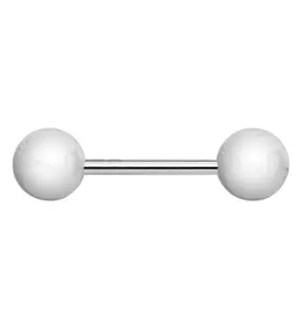Double White Ball Stainless Steel Barbell