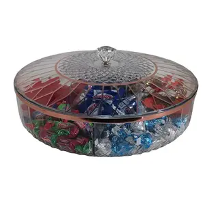 Home Collection Clear Divided Snack Serving Tray with Lid