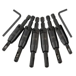 Upgraded Self Centering Drill Bit Set Vix Bit Set 3/32", 7/64", 1/8", 6 count CC2430 Self Centering Hinge Drill Bit Set for 1/4 in Clic-Change Hex Shank Drill, #6 8 10, Drilling Holes & Installing Hinges