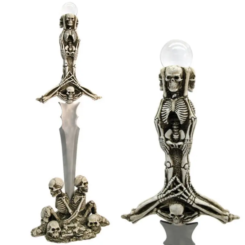 BladesUSA Unique Decorative Skeleton Fixed Blade Knife (C-2008) - Includes Display Stand, Sports & Outdoor Camping Hiking Tool, Home & Office Addition