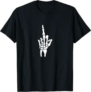 White Skeleton Middle Finger Skeleton for Halloween T-Shirt - Dayahcolber Shop 37B0B8QNC7DM