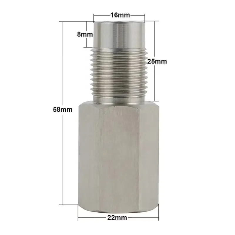 Straight O2 Sensor Adapter Spacer – M18 × 1.5 Thread with Mini Catalytic Converter, 58mm