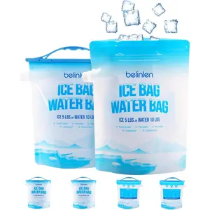 6 Pack Reusable Ice Bags & Ice Packs for Cooler, Long Lasting Freezer Packs - Available in 5lb/10lb Ice Cube Bags with Sealed Sliding Handle or 7x7/10x10 Inch Ice Packs for Lunch Box Camping Fishing